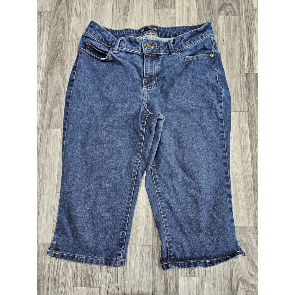 (3/$35) Lee Modern Series Jeans Womens 12 M Blue Curvy Fit Denim Mid Rise Capris
